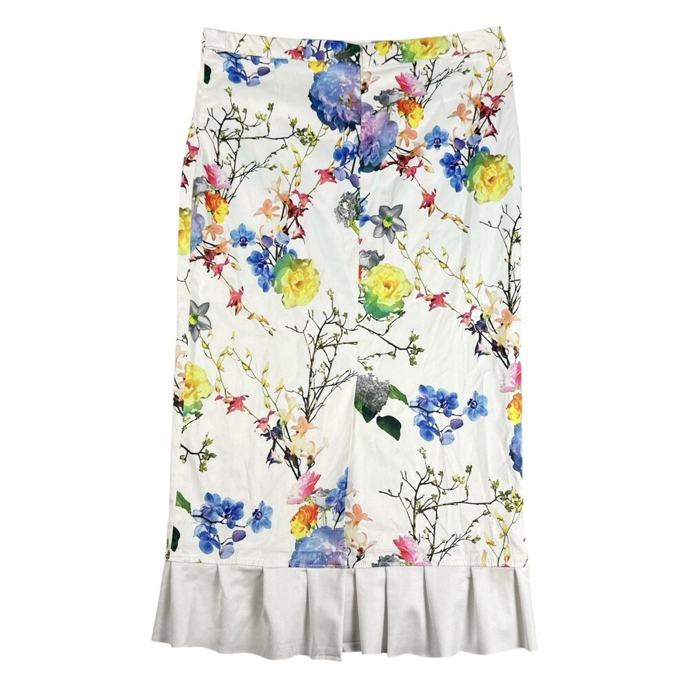 OVI Floral Blazer Skirt Suit Set Women’s Medium White Multicolor Cotton Stretch - Picture 12 of 14